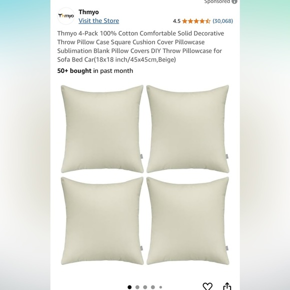 Thmyo Beige Throw Pillow Covers 4-Pack - Picture 1 of 2